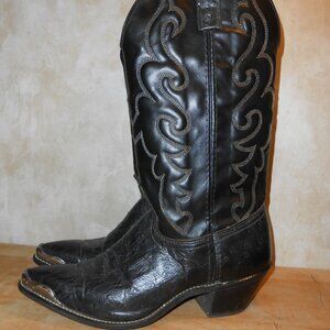 Vintage Black TEXAS USA Cowgirl Boots Sz 10 M Style 4200 Leather